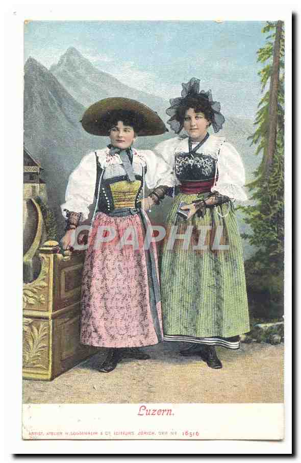 Suissse CPA Luzern (coiffe costume folklore)