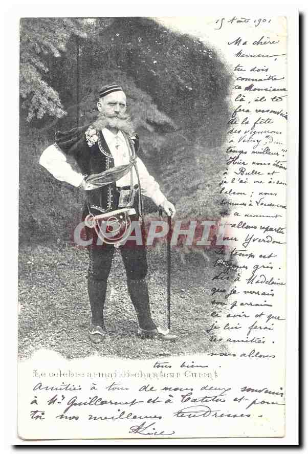 Le célèbre armagnac-chanteur Currat — photographie datée 15 août 1901