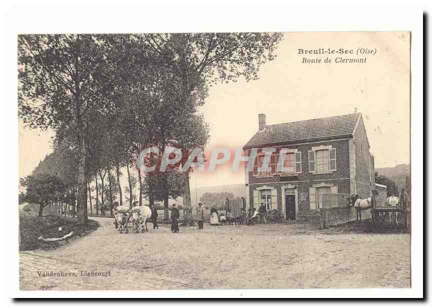 Breuil le Sec CPA Route de Clermont TOP (elevage tres animee)