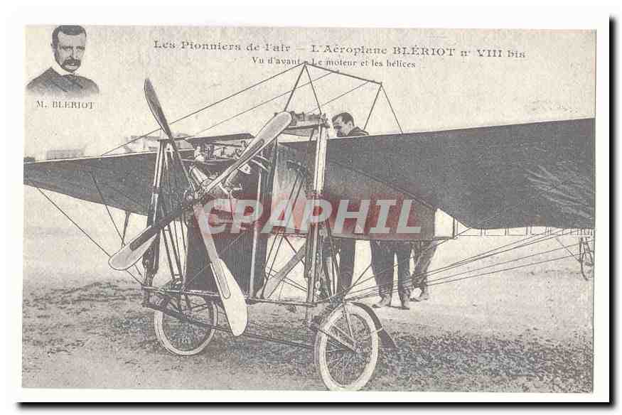 Les pionniers de l'air CPA L'aeroplane Bleriot n°VIII bis Vu d'avant le moteur et les helices (reproduction)