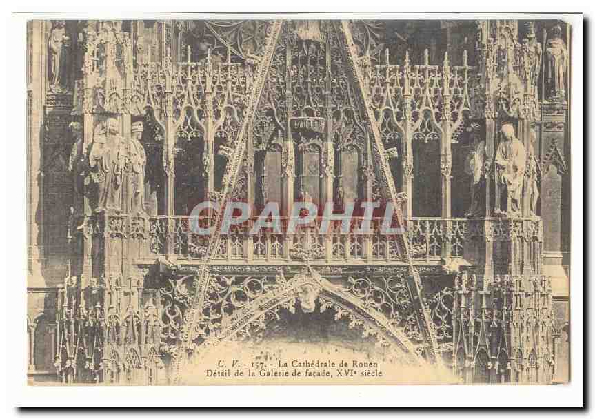 Rouen CPA La cathedrale Detail de la galerie de facade 16eme