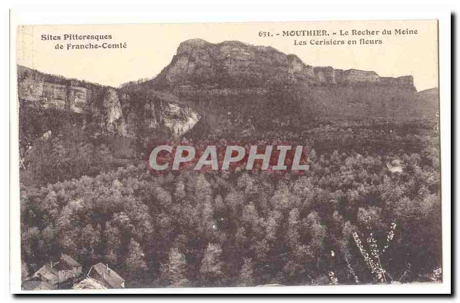 CPA Mouthier Le rocher du Moine Les cerisiers en fleurs