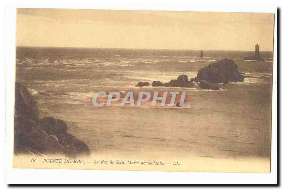 Pointe du Raz CPA Le raz de Sein maree descendante