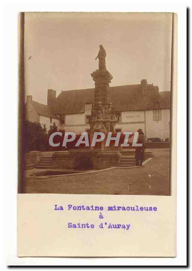 Sainte Auray CPA Carte photo La fontaine miraculeuse (hotel de Bretagne)