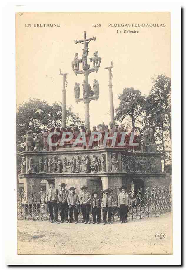 Plougastel Daoulas CPA Le calvaire (animee bretons folklore enfants)