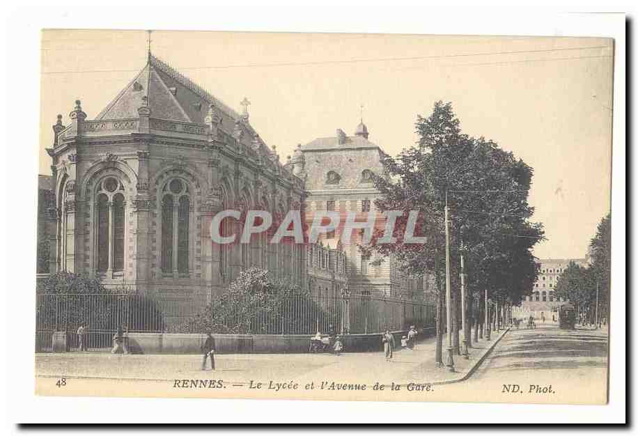 Rennes CPA Le lycee et l'avenue de la gare