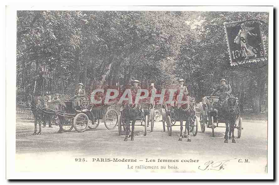Paris Moderne CPA les femmes cochers La ralliement au bois (reproduction)