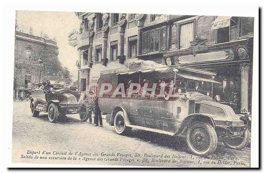 CPA Depart du circuit de l'agence des grands voyages 38 boulevard des Italiens (automobile) (reproduction)