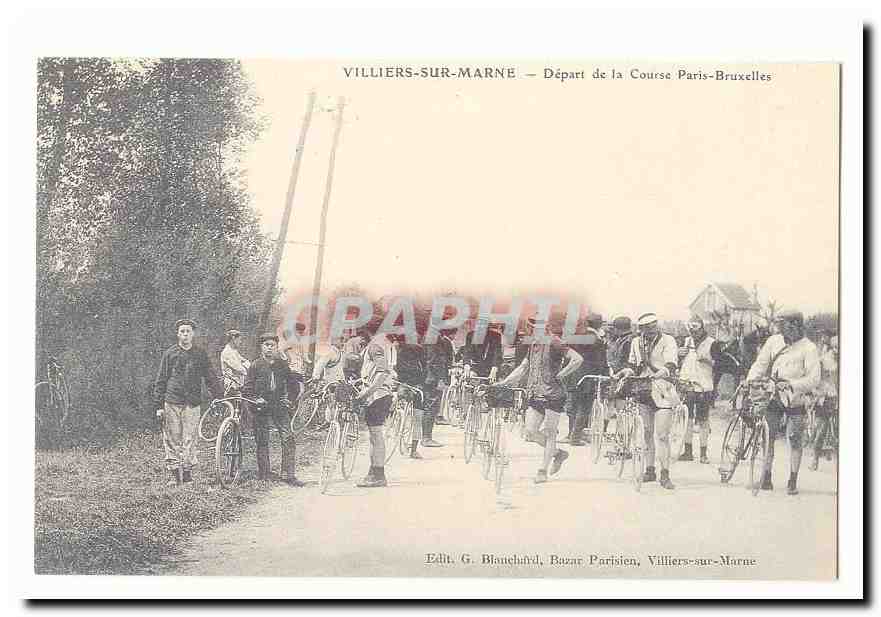 Villiers sur MArne CPA Depart de la course Paris Bruxelles (cyclisme velo cycling) (reproduction)