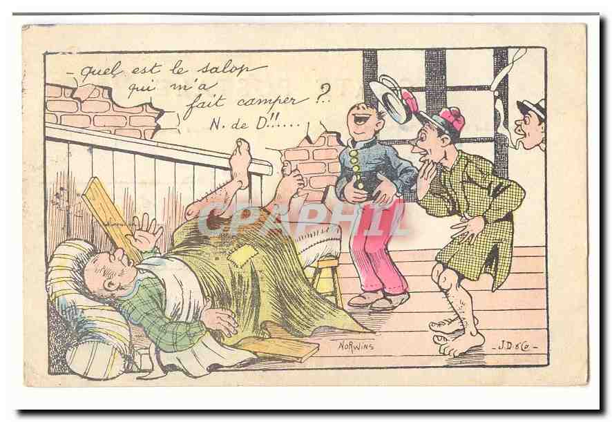 CPA militaria Quel est le salop qui m'a fait camper ? (soldats lit)