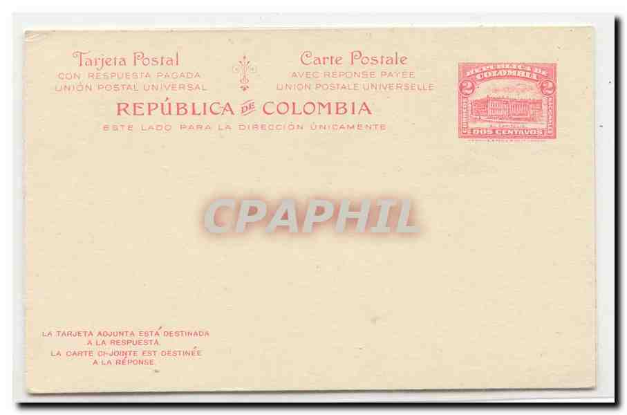 Colombia postal card #21 Msg & reply MINT (entier postal stationary Colombie)