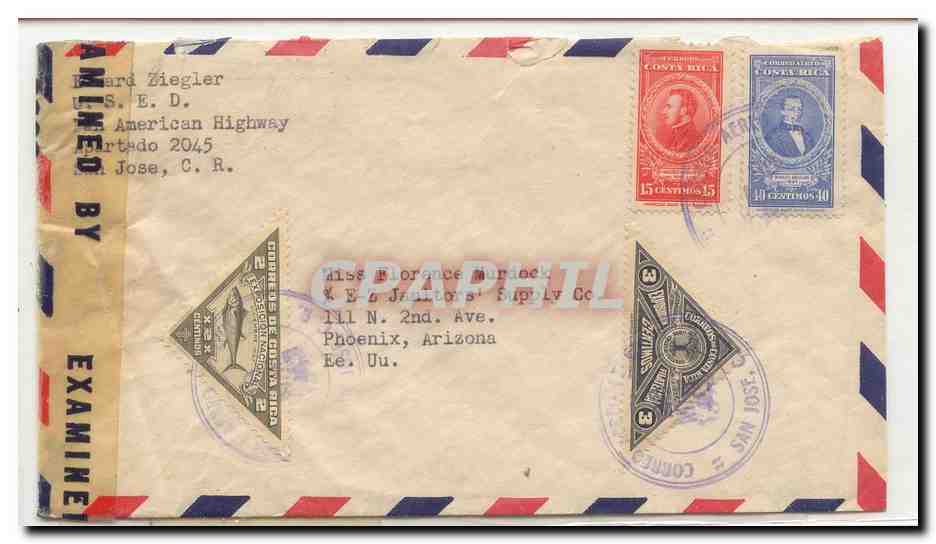Costa Rica Unusual use Cover (cover lettre)