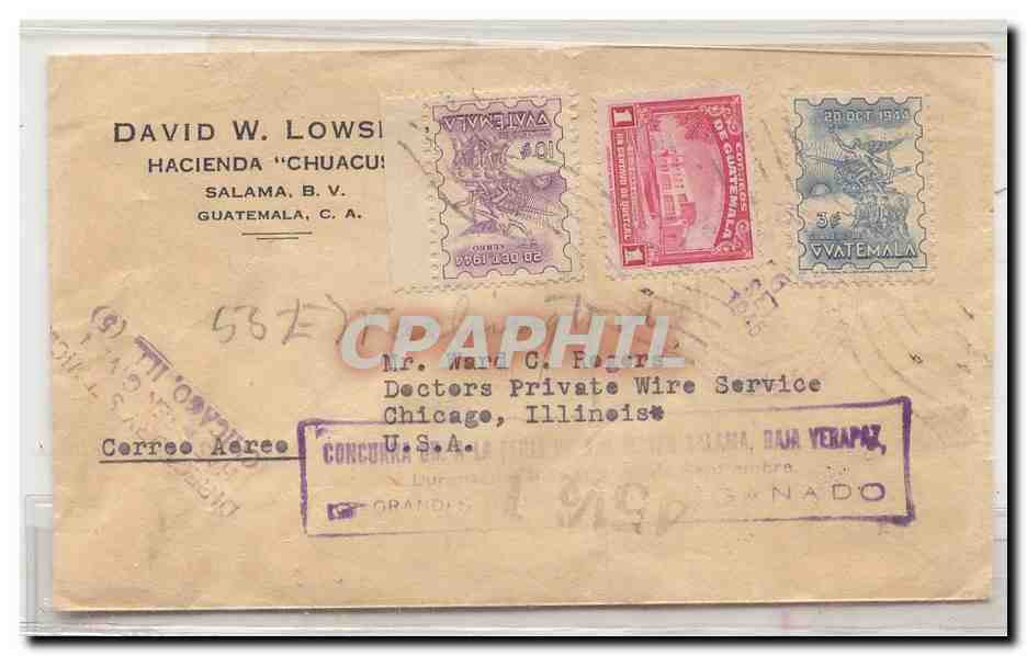 Guatemala 1945 air mail cover to Chicago
