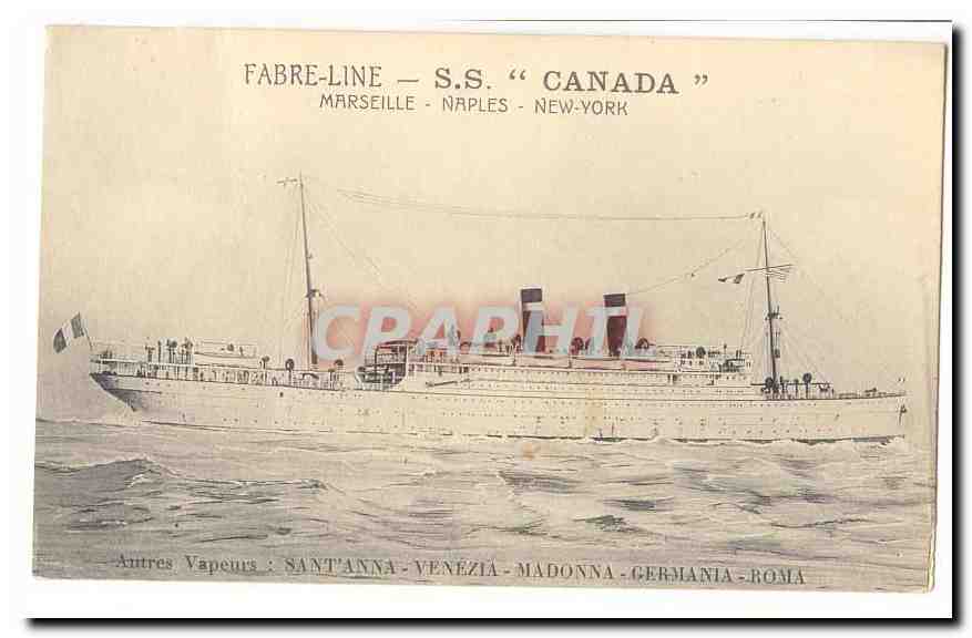 S.S. "CANADA" — Fabre-Line — Marseille - Naples - New-York