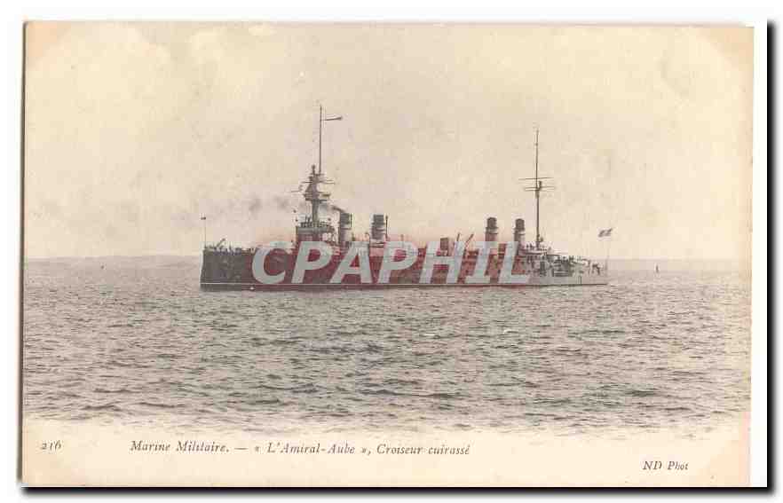 CPA Marine militaire L'amiral Aube Croiseur cuirasse (bateau boat ship)