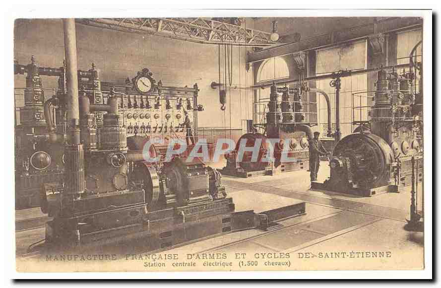 Station centrale électrique — Manufacture française d'armes et cycles de Saint-Étienne — 1.500 chevaux