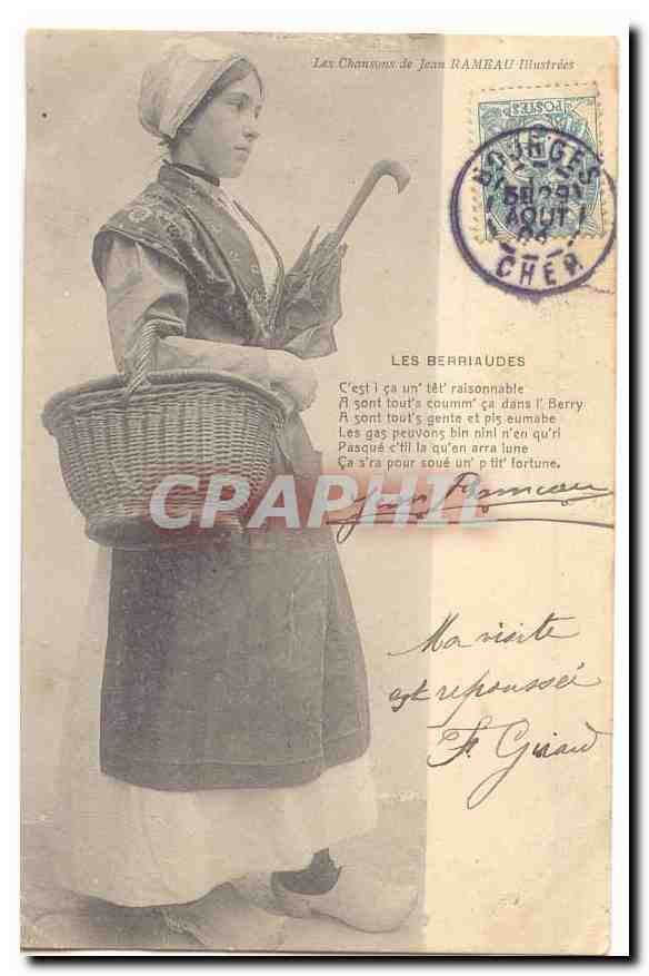 CPA Les chansons de Jean Rameau illustrees Les berriaudes (coiffe folklore)