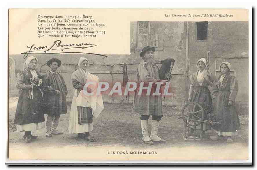 CPA Les chansons de Jean Rameau illustrees Les bons moments (coiffe vielle cornemuse danse folklore)
