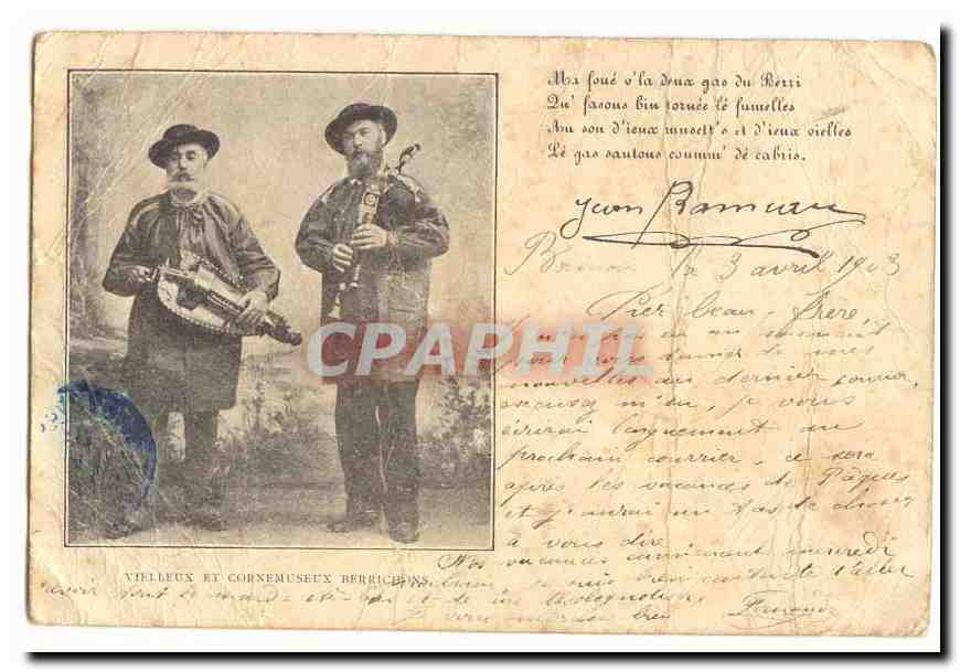 CPA Les chansons de Jean Rameau illustrees Vieilleux et cornemuseux berrichons (folklore musique)