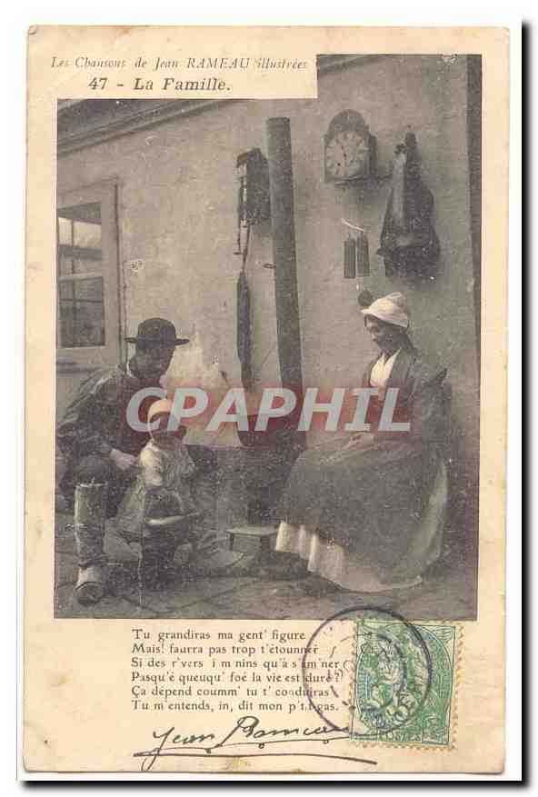 CPA Les chansons de Jean Rameau illustrees La famille (folklore)