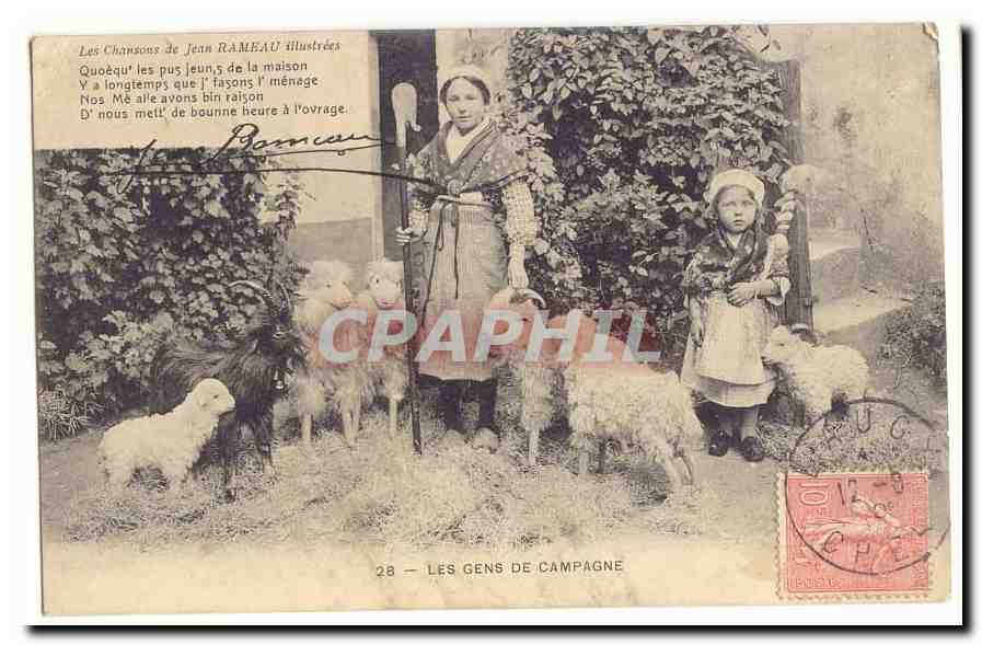 CPA Les chansons de Jean Rameau illustrees Les gens de campagne (moutons)