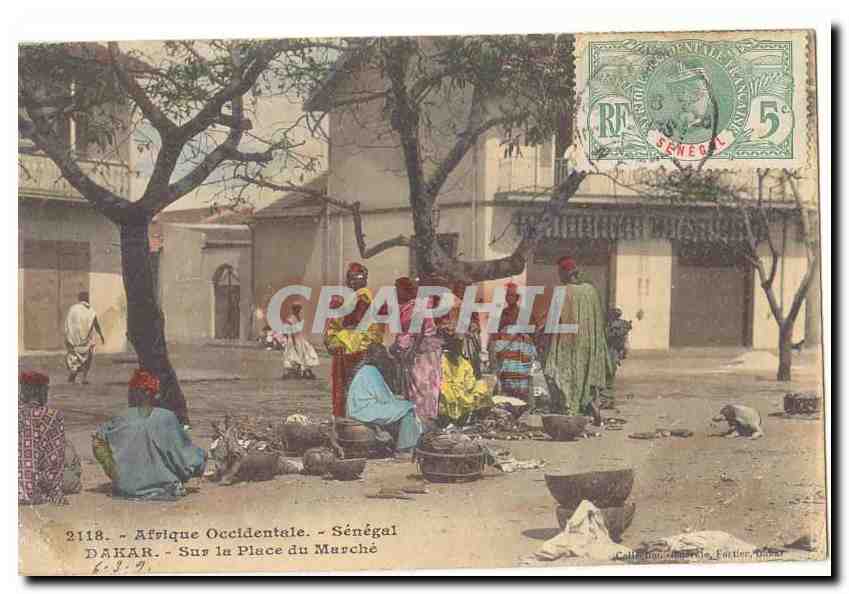 Dakar — Sur la Place du Marché — Sénegal, Afrique Occidentale — éditeur Callebaut & Cie, n° 2118