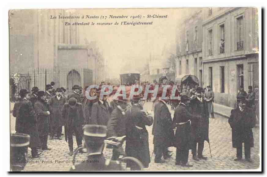 Les Inventaires à Nantes (27 Novembre 1906) - St-Clément — En attendant le receveur de l'Enregistrement