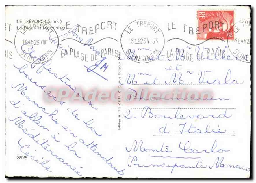CPSM LE TREPORT la digue et les falaises — Rückseite