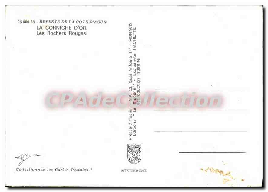 CPSM la CORNICHE d'OR les rochers rouges — Verso