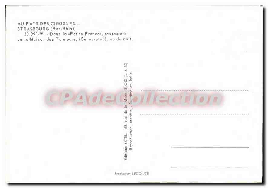 CPSM STRASBOURG restaurant la petite France Maison des tanneurs Gerwerstub — Verso