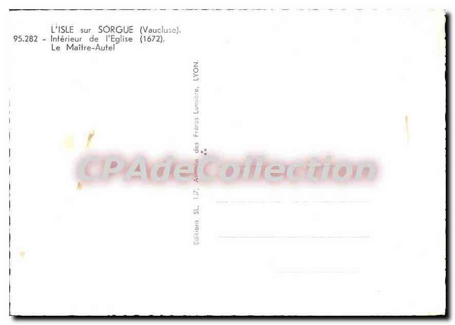 CPSM L'ISLE sur SORGUE intérieur de l'église le maître-autel — Verso
