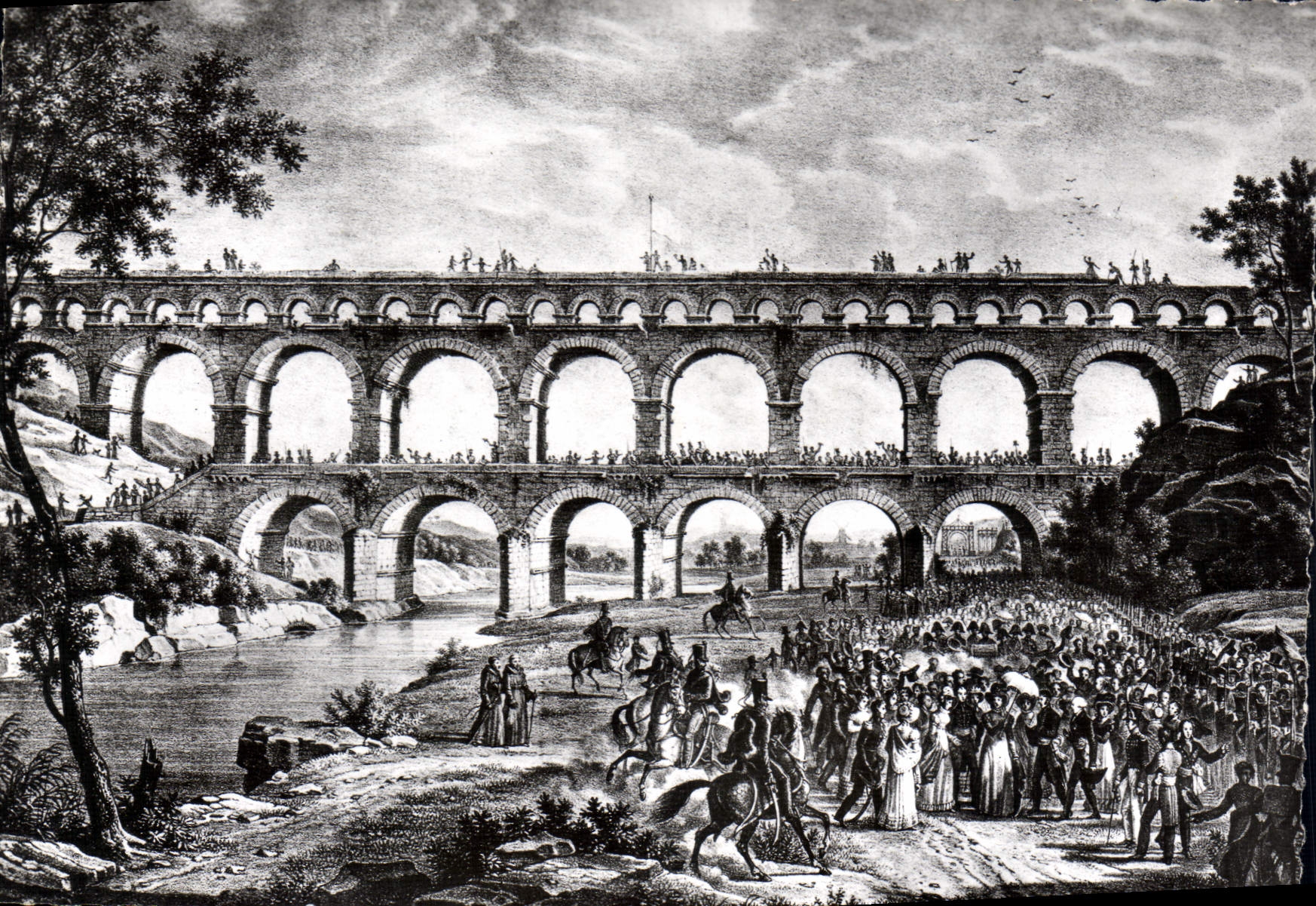 Visite de la Duchesse d'Angoulême au Pont du Gard en 1823 — Lithographie — Éditions Mogenta, Nîmes