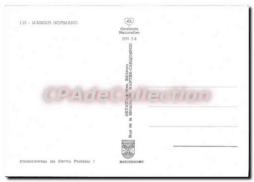 CPSM manoir normand — Verso