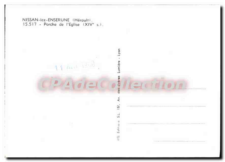 CPM Nissan Lez Enserune Porche De I'Eglise — Back