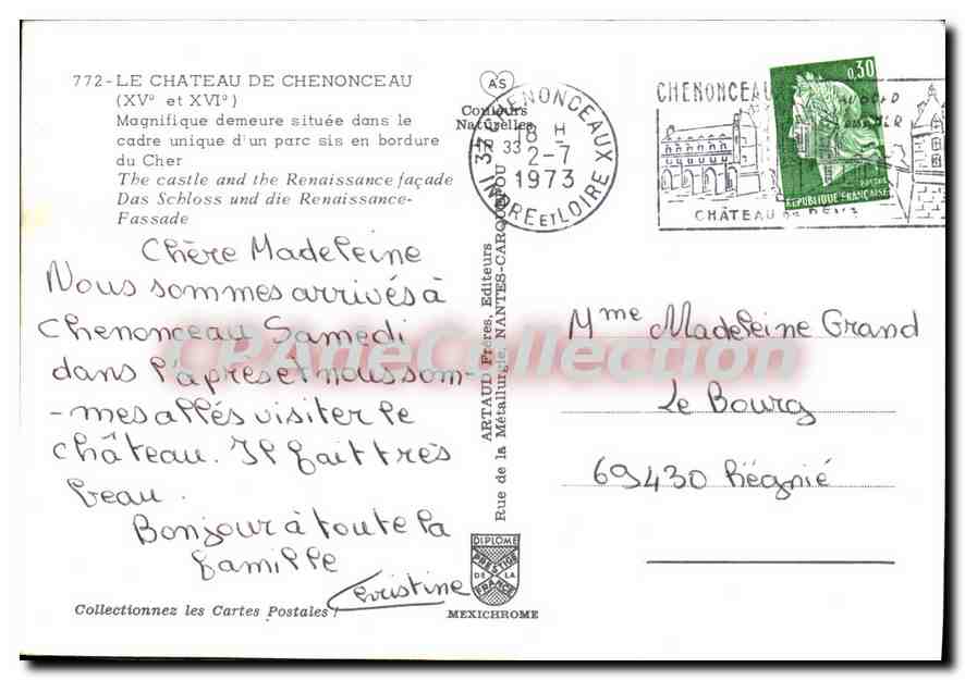 CPM Le Chateau De Chenonceau Magnifique — Verso