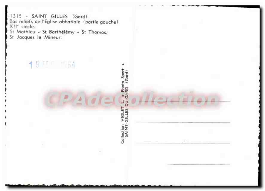CPM Saint Gilles Bas Reliefs De I'Eglise Abbatiale — Reverso