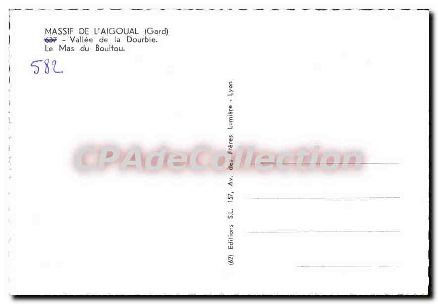 CPM Massif De L'Aigoual Vallee De La Dourbie Le Mas Du Boultou — Rückseite