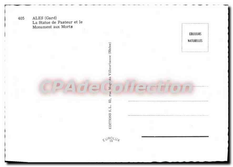 CPM Ales La Statue De Pasteur Et Le Monument Aux Morts — Rückseite