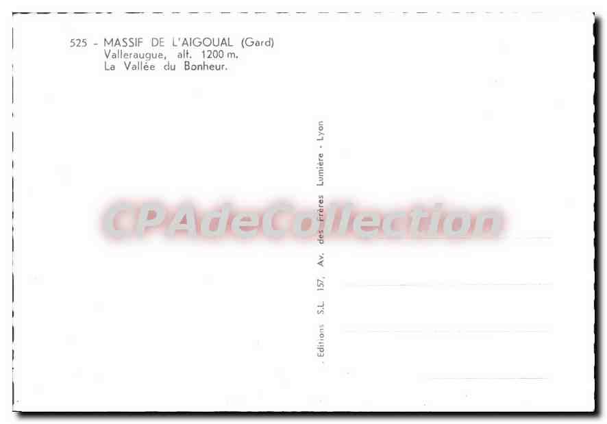 CPM Massif De L'Aigoual Valleraugue La Vallee Du Bonheur — Rückseite