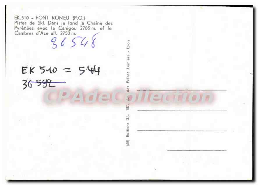 CPM Font Romeu ski — Verso