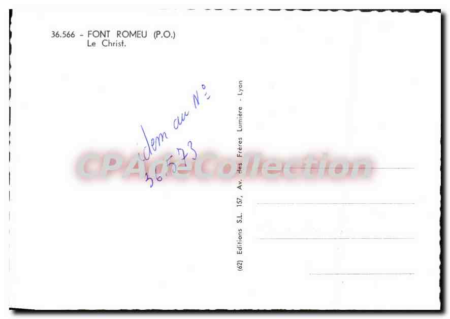 CPM Font Romeu Le Christ — Verso