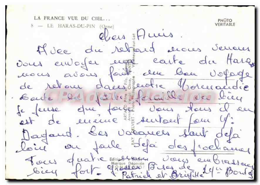 CPM La France Vue Du Ciel Le Haras Du Pin — Rückseite