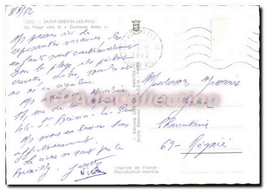 CPM Saint Brevin Les Pins La Plage Vers La Duchesse Anne — Back
