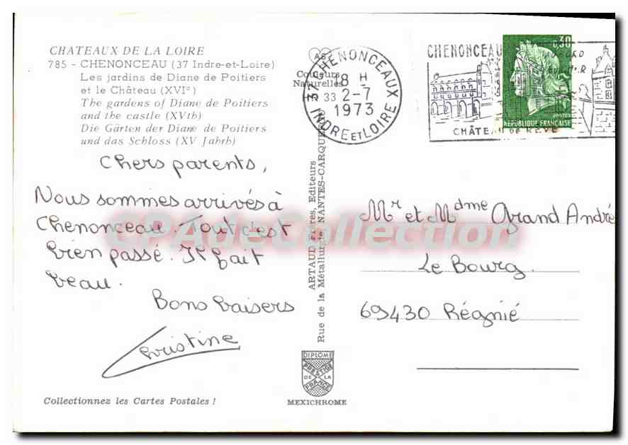 CPM Chenonceau Les Jardins De Diane De Poitiers — Verso