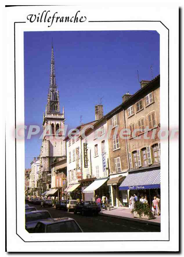 Villefranche-en-Beaujolais — rue Nationale et église Notre-Dame-des-Marais — Édition Gullard
