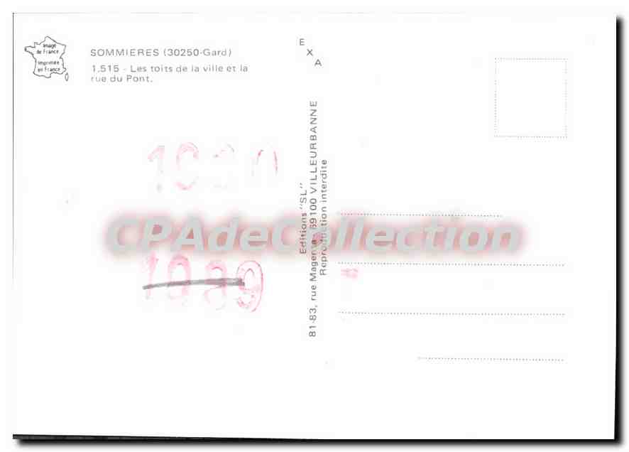 CPM Sommieres Les Toits De La Ville — Rückseite
