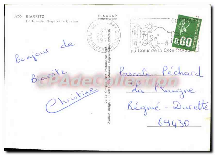 CPM Biarritz La Grande Plage Et Le Casino — Verso