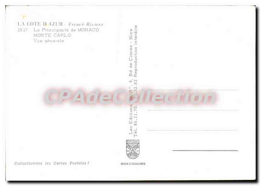 Monaco — Vue générale — Les Editions Diplome, Nice, n°2537 — Achterkant