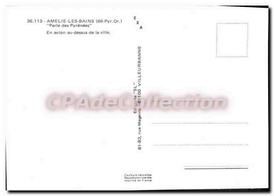 CPM Amelie Les Bains — Verso