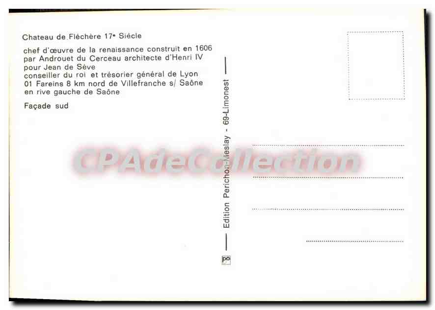 Château de Fléchère — chef-d'œuvre de la Renaissance du 17e siècle — Édition Perichon-Meslay — Rückseite